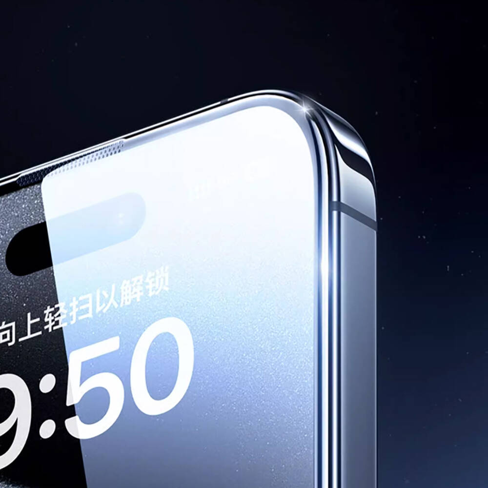 Apple iPhone 15 Pro Max Uyumlu Wiwu GT-009 Polimer Oleofobik Kaplama Şeffaf Pürüzsüz Temperli Cam Ekran Koruyucu - 4