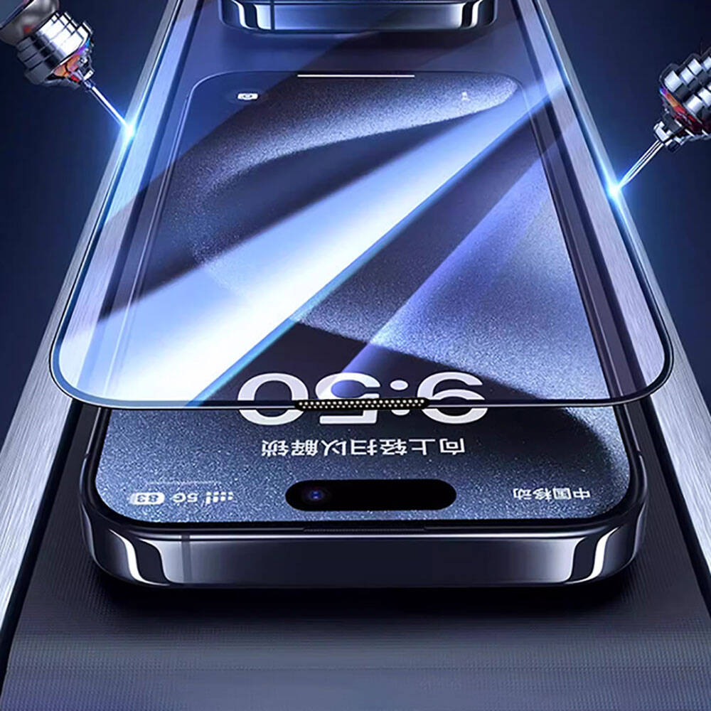 Apple iPhone 15 Pro Max Uyumlu Wiwu GT-008 Polimer Oleofobik Kaplama Şeffaf Pürüzsüz Temperli Cam Ekran Koruyucu 10'lu Paket - 7