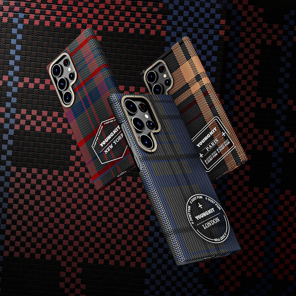 Samsung Galaxy S24 Ultra Uyumlu Kılıf Ekose Desenli Youngkit Gezhi Serisi Kapak - 5