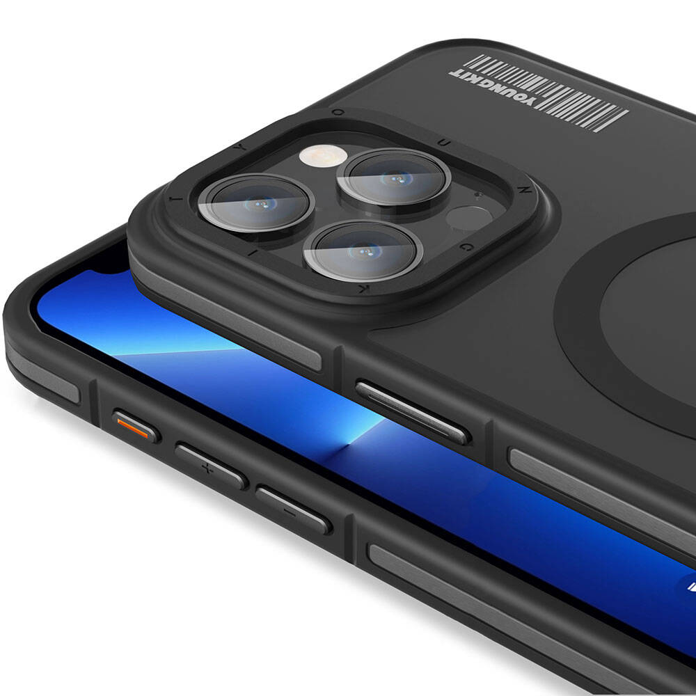 Apple iPhone 13 Pro Max Uyumlu Kılıf Magsafe Şarj Özellikli Youngkit Rock Sand Serisi Kapak - 3