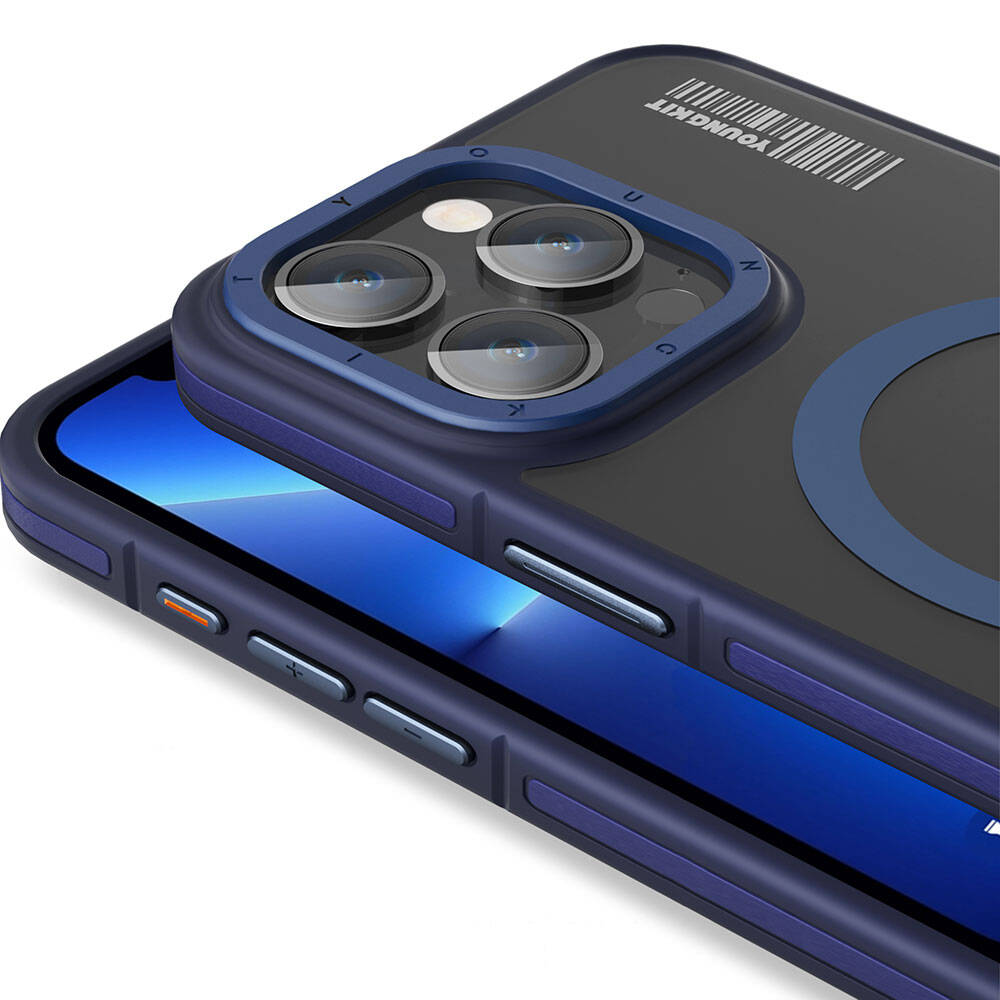 Apple iPhone 13 Pro Max Uyumlu Kılıf Magsafe Şarj Özellikli Youngkit Rock Sand Serisi Kapak - 4