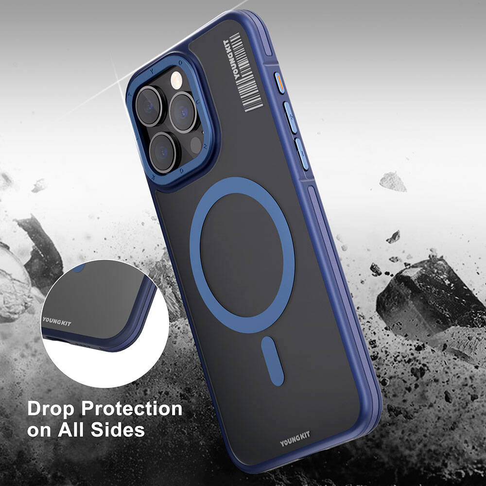 Apple iPhone 13 Pro Max Uyumlu Kılıf Magsafe Şarj Özellikli Youngkit Rock Sand Serisi Kapak - 7