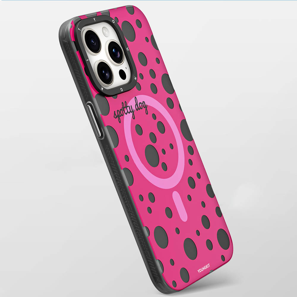 Apple iPhone 13 Pro Max Uyumlu Kılıf Magsafe Şarj Özellikli Polka Dot Desenli Youngkit Spots Serisi Kapak - 3