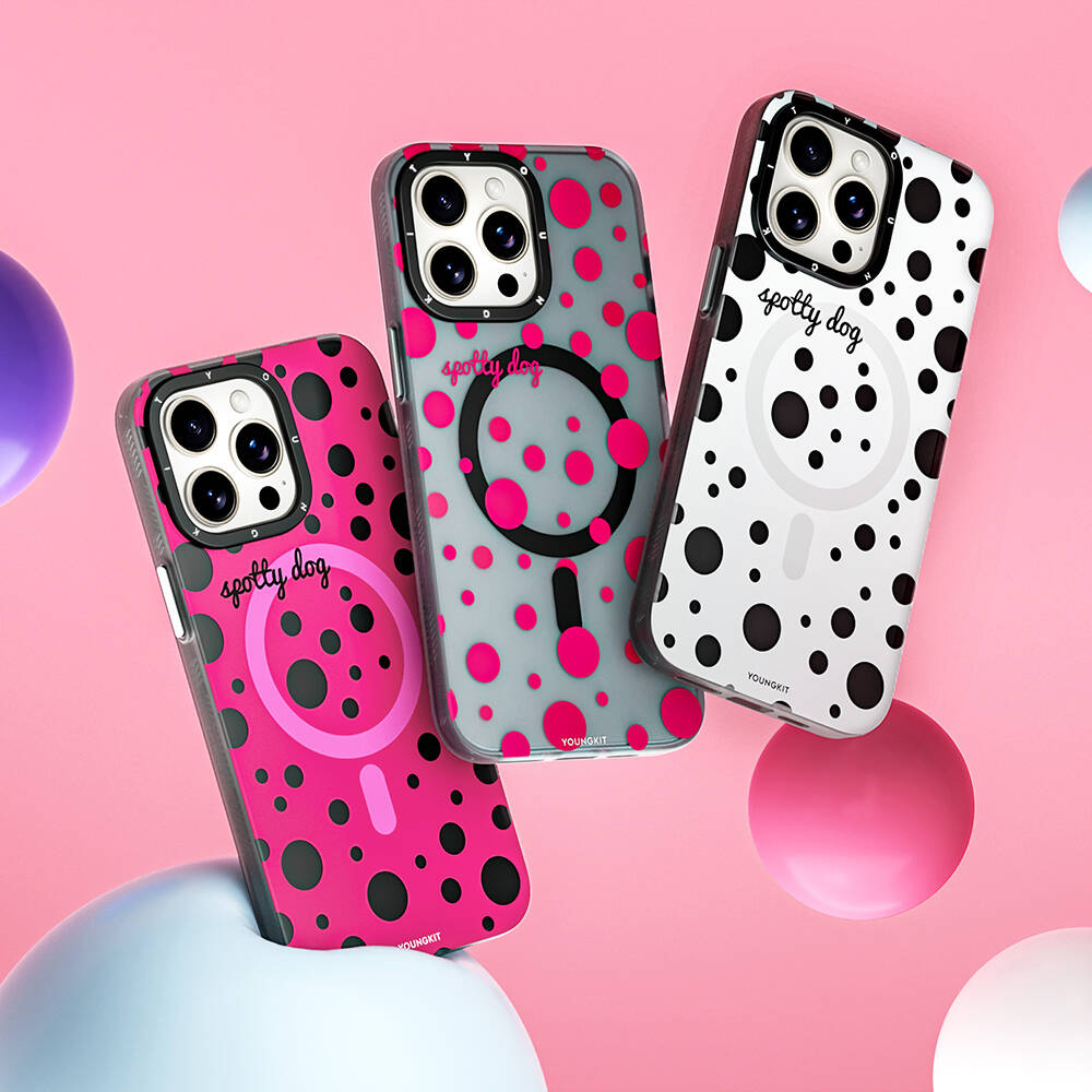 Apple iPhone 14 Pro Uyumlu Kılıf Magsafe Şarj Özellikli Polka Dot Desenli Youngkit Spots Serisi Kapak - 8