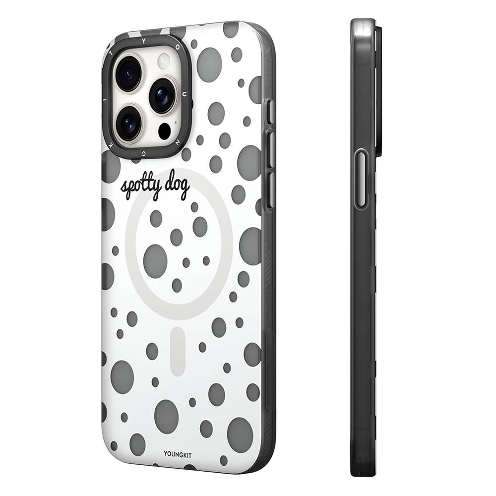Apple iPhone 14 Pro Max Uyumlu Kılıf Magsafe Şarj Özellikli Polka Dot Desenli Youngkit Spots Serisi Kapak - 1