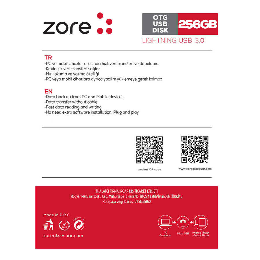 Zore 3.0 Lightning Metal OTG 256 GB - 1