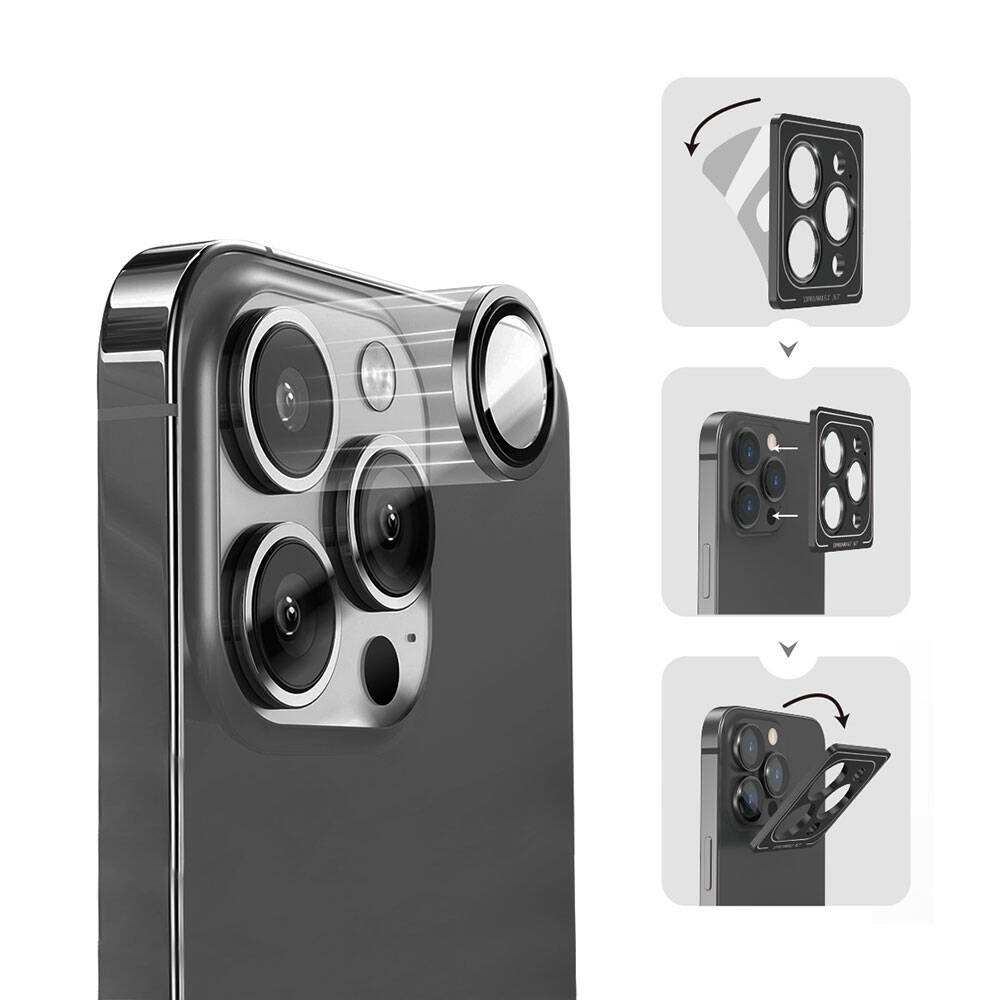 Apple iPhone 15 Pro Uyumlu ​​​Max Wiwu Lens Guard Metal Kamera Lens Koruyucu - 1