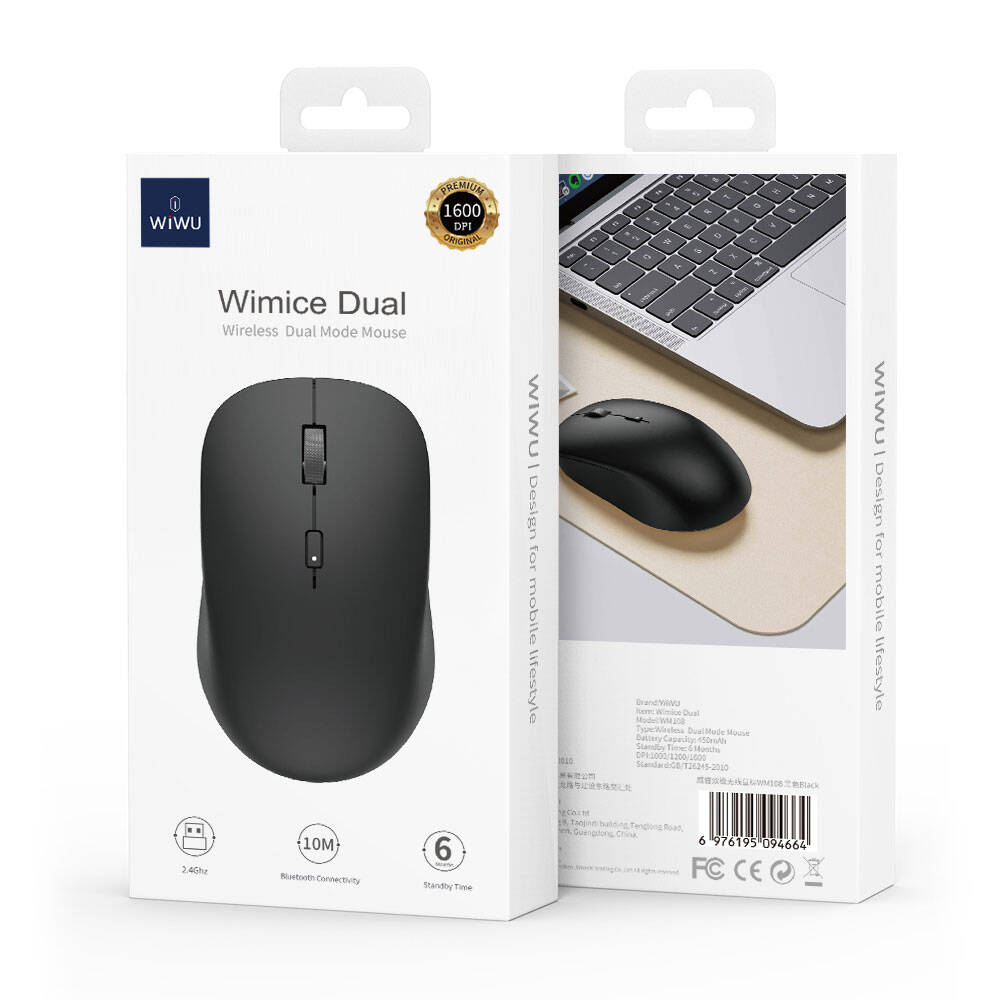 Wiwu WM108 Wimice 1600 DPI Bluetooth Ve Wireless Dual Mod Kablosuz Mouse - 7