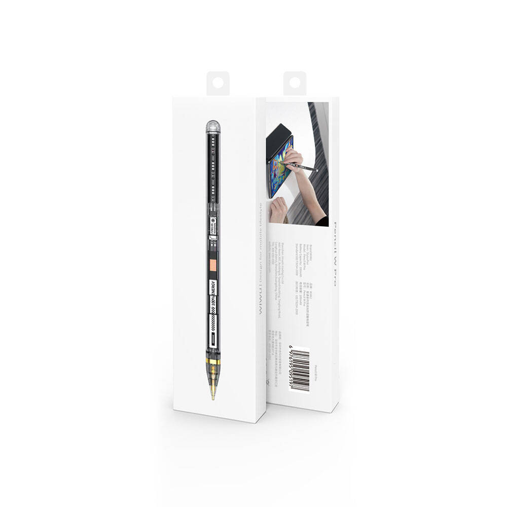 Wiwu Pencil W Pro Dijital Led Göstergeli Palm-Rejection Şeffaf Görünüm Tasarımlı Dokunmatik Çizim Kalemi - 1