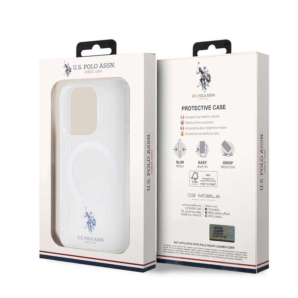 Apple iPhone 15 Pro Max Uyumlu Kılıf U.S. Polo Assn. Orjinal Lisanslı Magsafe Şarj Özellikli Transparan Tasarım Kapak - 28