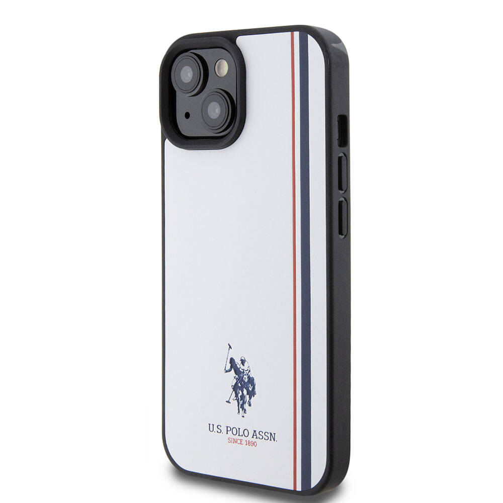 Apple iPhone 15 Uyumlu Kılıf U.S. Polo Assn. Orjinal Lisanslı Üç Renk Şerit Tasarımlı Baskı Logolu Kapak - 1