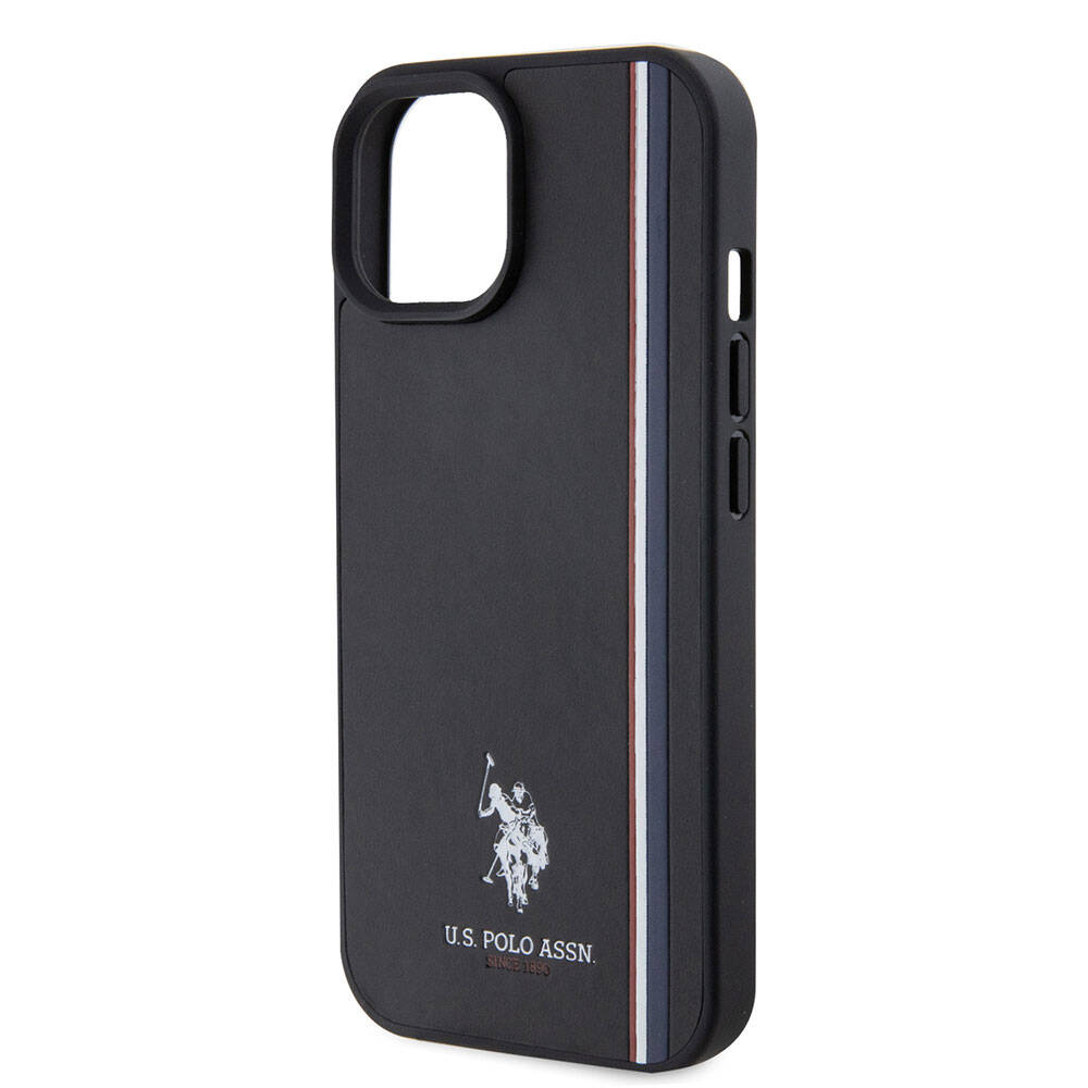 Apple iPhone 15 Uyumlu Kılıf U.S. Polo Assn. Orjinal Lisanslı Üç Renk Şerit Tasarımlı Baskı Logolu Kapak - 12
