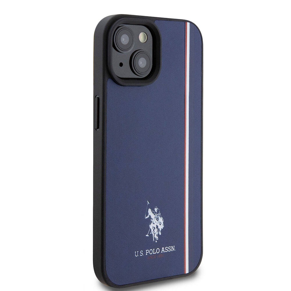 Apple iPhone 15 Uyumlu Kılıf U.S. Polo Assn. Orjinal Lisanslı Üç Renk Şerit Tasarımlı Baskı Logolu Kapak - 17