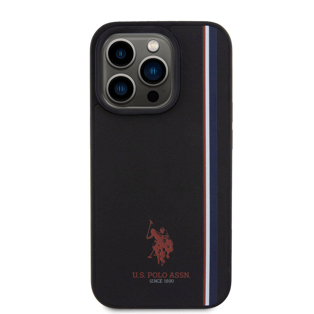 Apple iPhone 15 Pro Uyumlu Kılıf U.S. Polo Assn. Orjinal Lisanslı Üç Renk Şerit Tasarımlı Baskı Logolu Kapak - 9