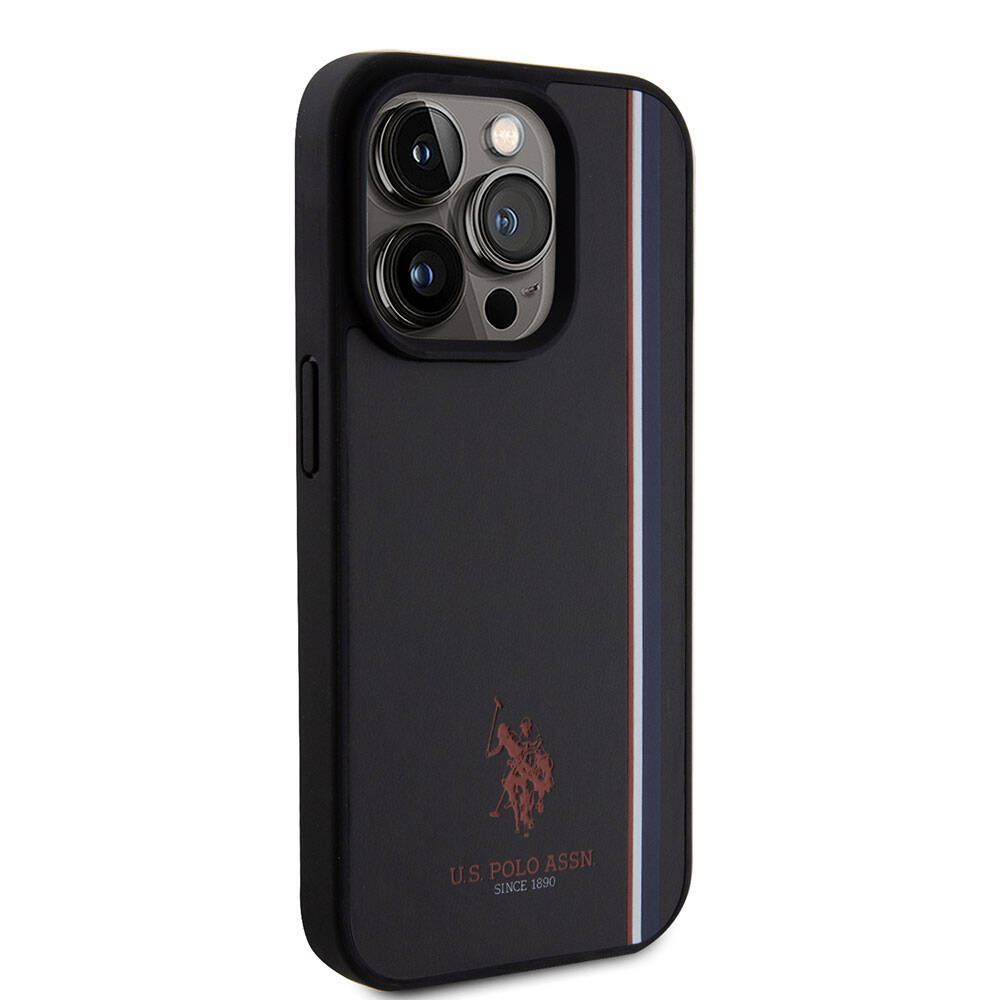 Apple iPhone 15 Pro Uyumlu Kılıf U.S. Polo Assn. Orjinal Lisanslı Üç Renk Şerit Tasarımlı Baskı Logolu Kapak - 10