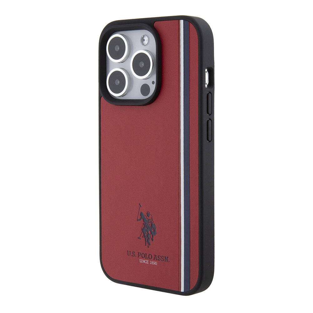 Apple iPhone 15 Pro Uyumlu Kılıf U.S. Polo Assn. Orjinal Lisanslı Üç Renk Şerit Tasarımlı Baskı Logolu Kapak - 15