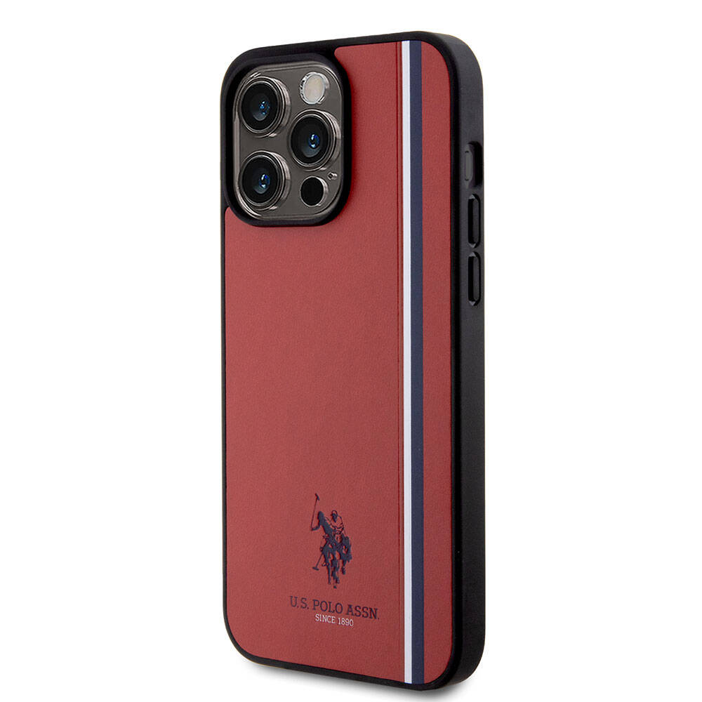 Apple iPhone 15 Pro Max Uyumlu Kılıf U.S. Polo Assn. Orjinal Lisanslı Üç Renk Şerit Tasarımlı Baskı Logolu Kapak - 1