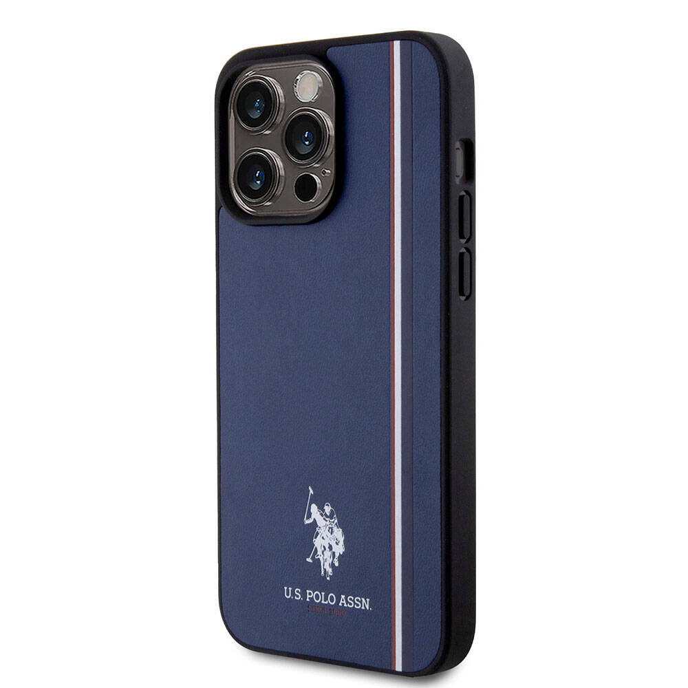 Apple iPhone 15 Pro Max Uyumlu Kılıf U.S. Polo Assn. Orjinal Lisanslı Üç Renk Şerit Tasarımlı Baskı Logolu Kapak - 15
