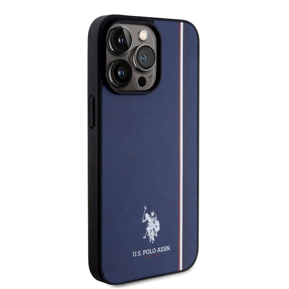 Apple iPhone 15 Pro Max Uyumlu Kılıf U.S. Polo Assn. Orjinal Lisanslı Üç Renk Şerit Tasarımlı Baskı Logolu Kapak - 17
