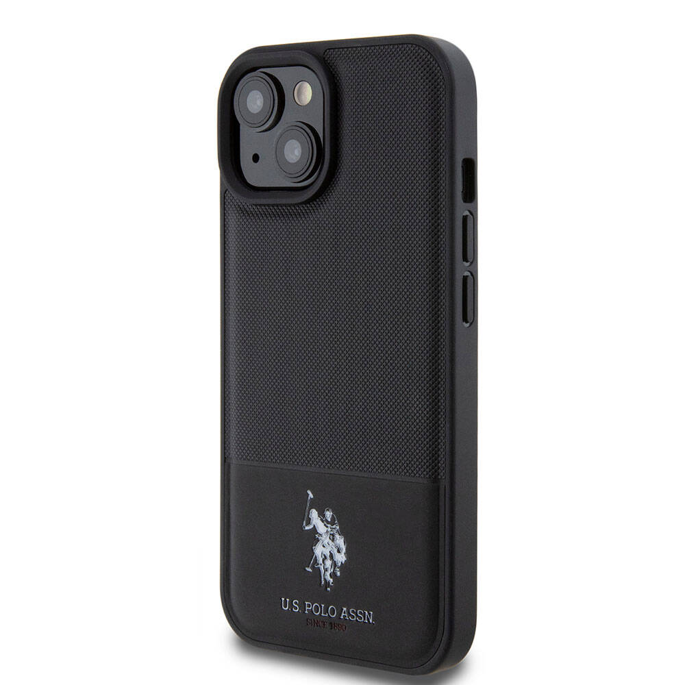 Apple iPhone 15 Uyumlu Kılıf U.S. Polo Assn. Orjinal Lisanslı Suni Deri Arka Yüzey Baskı Logolu Örgü Desenli Kapak - 8