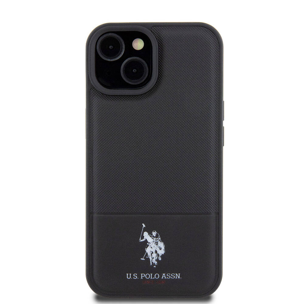 Apple iPhone 15 Uyumlu Kılıf U.S. Polo Assn. Orjinal Lisanslı Suni Deri Arka Yüzey Baskı Logolu Örgü Desenli Kapak - 9