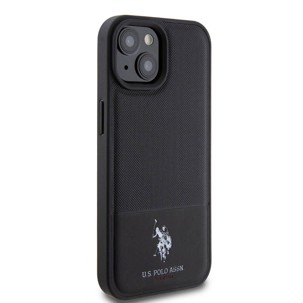 Apple iPhone 15 Uyumlu Kılıf U.S. Polo Assn. Orjinal Lisanslı Suni Deri Arka Yüzey Baskı Logolu Örgü Desenli Kapak - 10