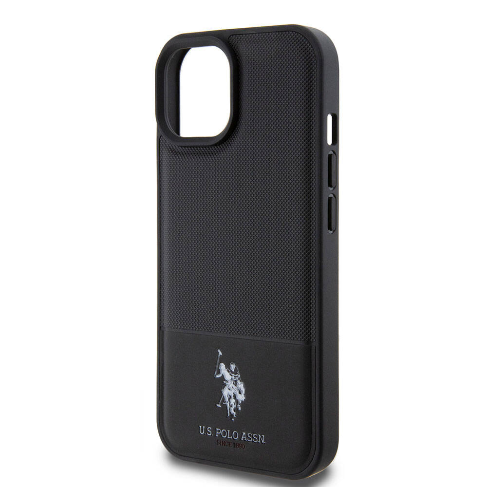 Apple iPhone 15 Uyumlu Kılıf U.S. Polo Assn. Orjinal Lisanslı Suni Deri Arka Yüzey Baskı Logolu Örgü Desenli Kapak - 12