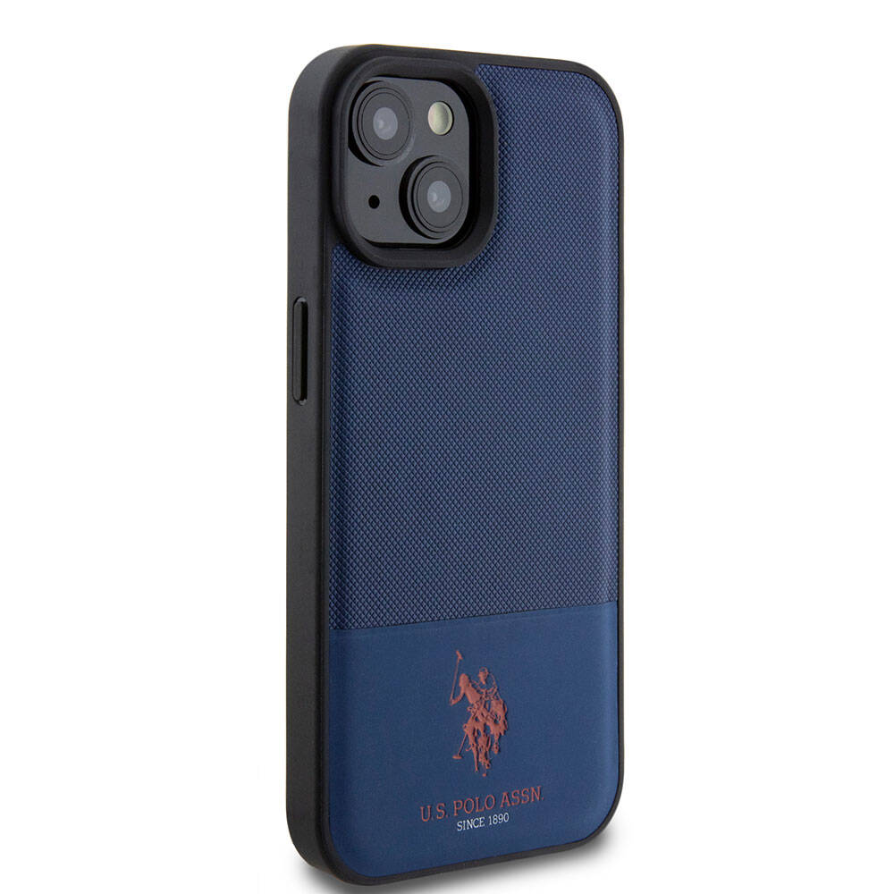 Apple iPhone 15 Uyumlu Kılıf U.S. Polo Assn. Orjinal Lisanslı Suni Deri Arka Yüzey Baskı Logolu Örgü Desenli Kapak - 17