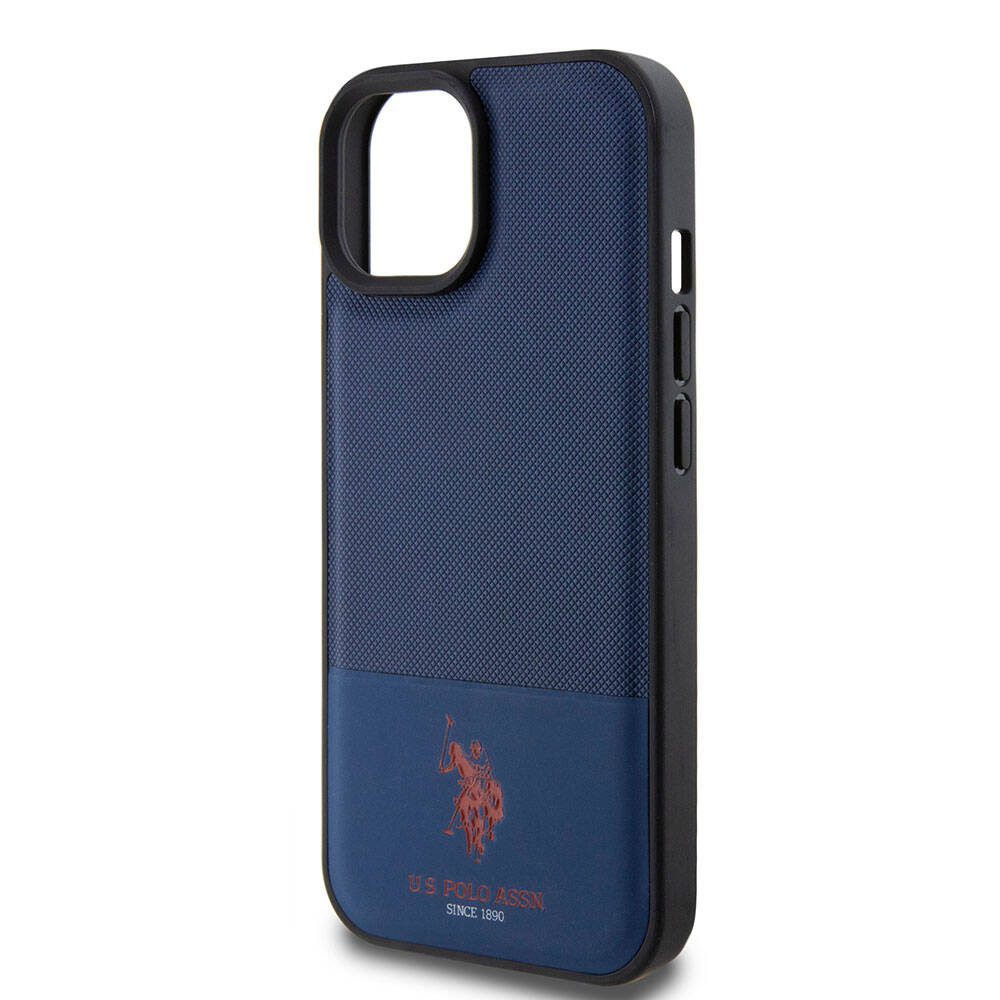 Apple iPhone 15 Uyumlu Kılıf U.S. Polo Assn. Orjinal Lisanslı Suni Deri Arka Yüzey Baskı Logolu Örgü Desenli Kapak - 19