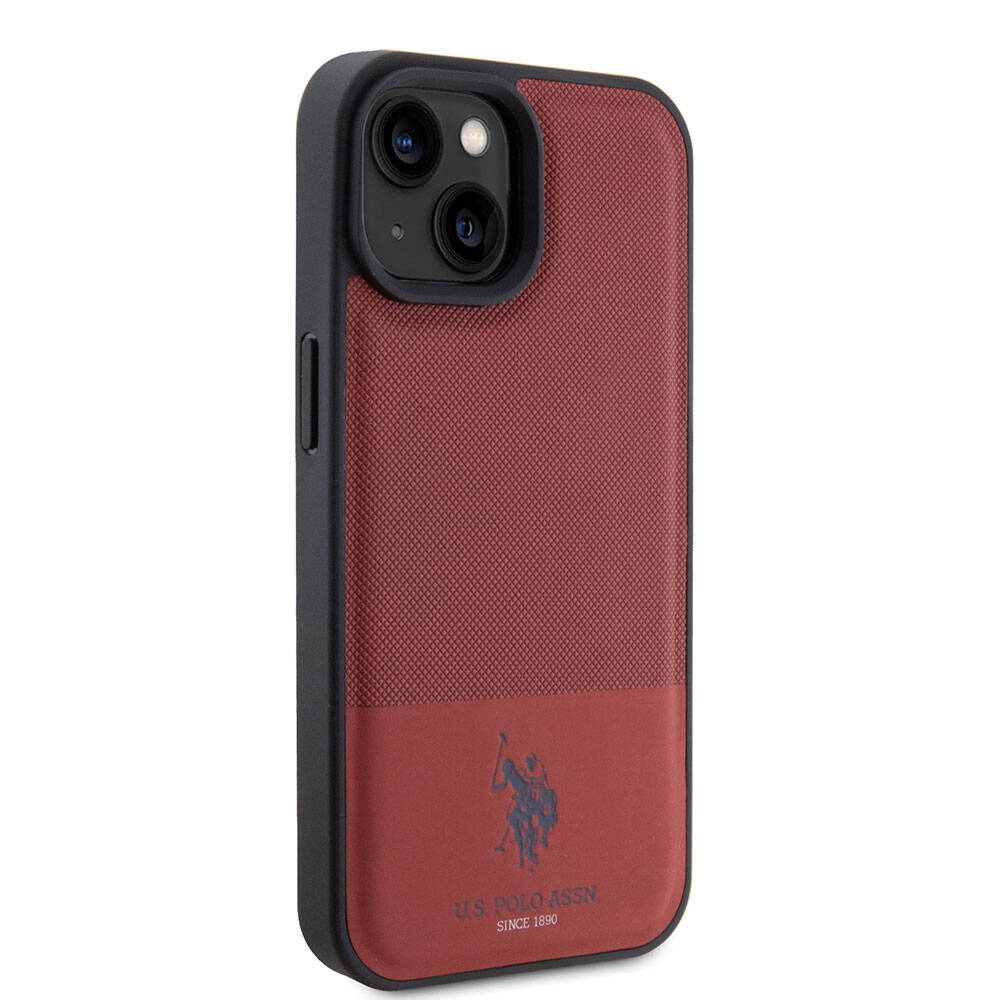 Apple iPhone 15 Uyumlu Kılıf U.S. Polo Assn. Orjinal Lisanslı Suni Deri Arka Yüzey Baskı Logolu Örgü Desenli Kapak - 24