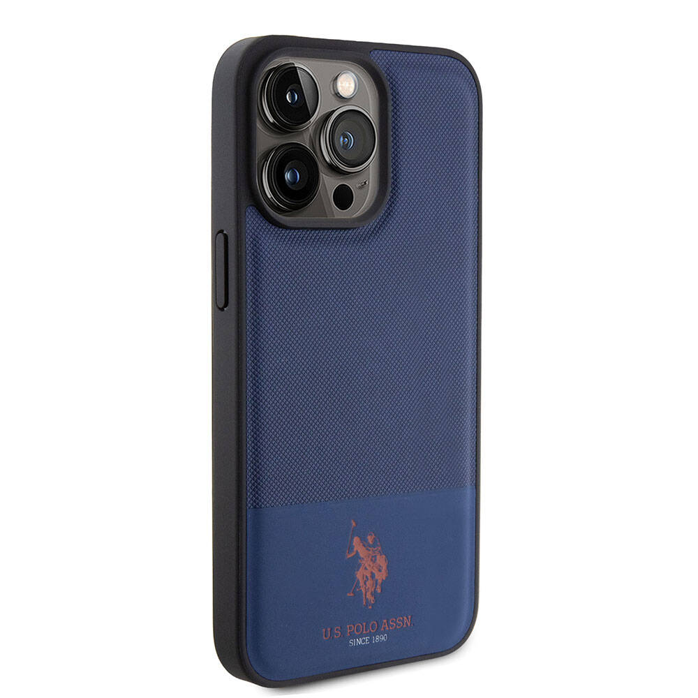 Apple iPhone 15 Pro Max Uyumlu Kılıf U.S. Polo Assn. Orjinal Lisanslı Suni Deri Arka Yüzey Baskı Logolu Örgü Desenli Kapak - 3