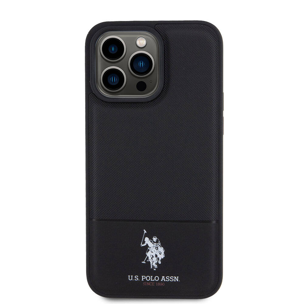 Apple iPhone 15 Pro Max Uyumlu Kılıf U.S. Polo Assn. Orjinal Lisanslı Suni Deri Arka Yüzey Baskı Logolu Örgü Desenli Kapak - 9