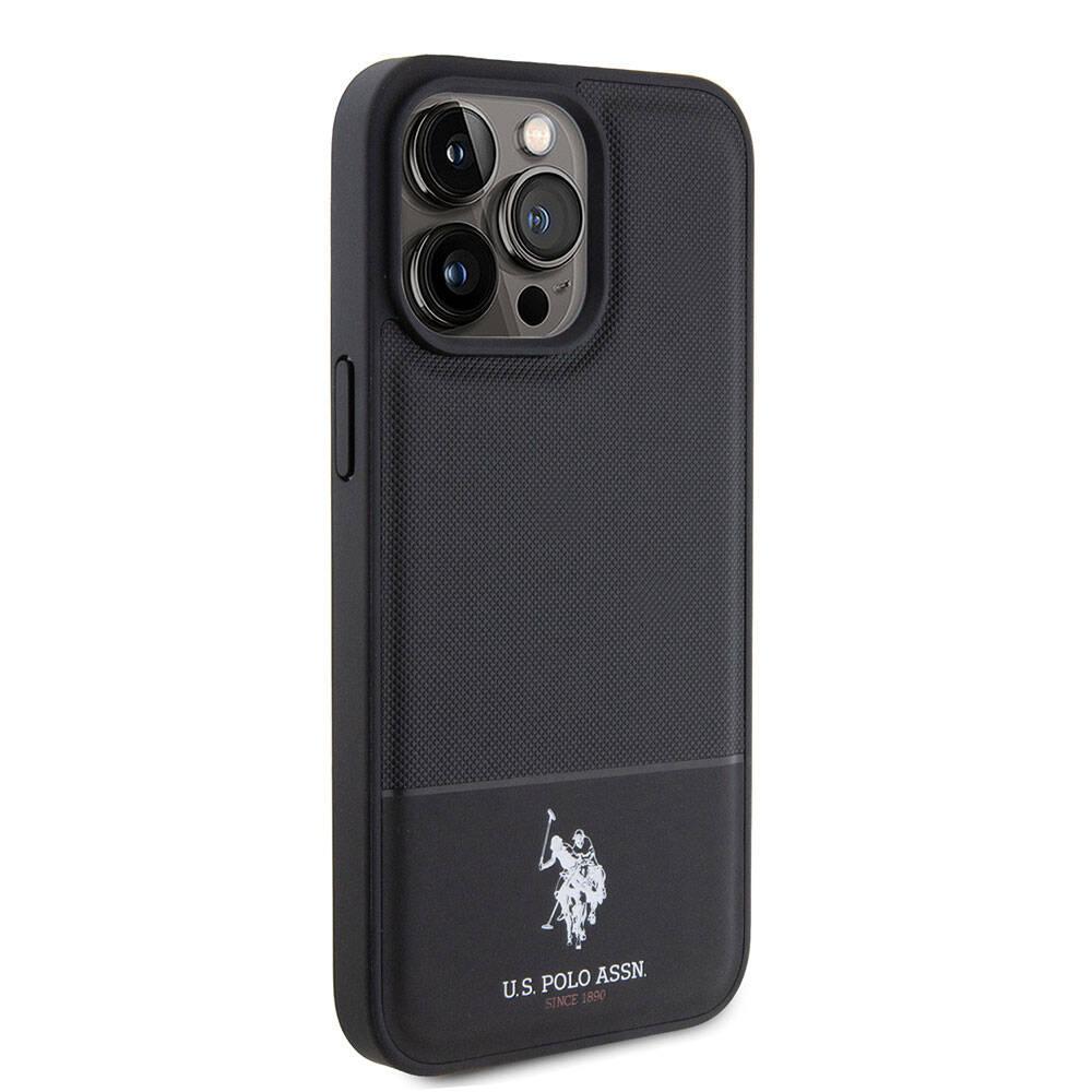Apple iPhone 15 Pro Max Uyumlu Kılıf U.S. Polo Assn. Orjinal Lisanslı Suni Deri Arka Yüzey Baskı Logolu Örgü Desenli Kapak - 10