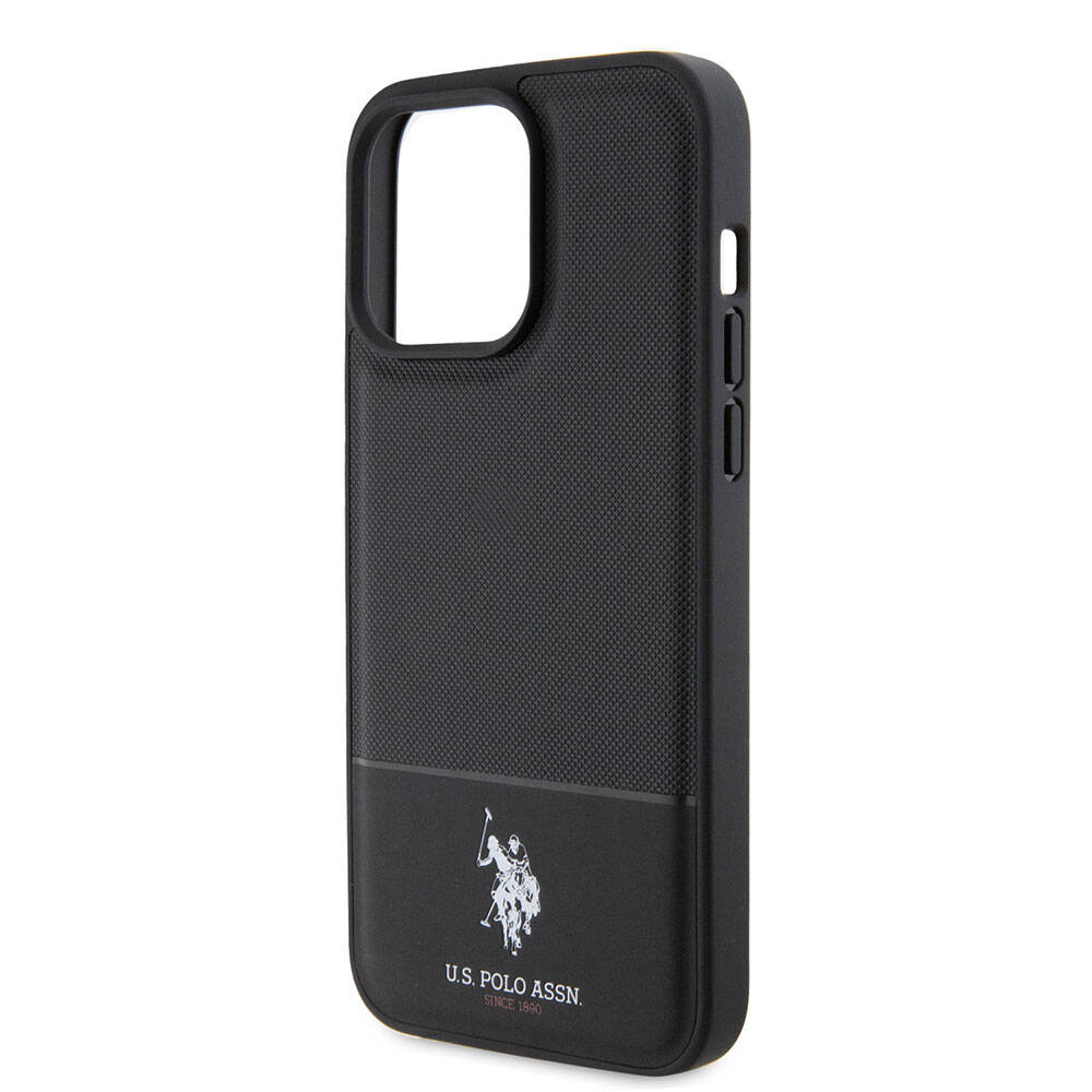 Apple iPhone 15 Pro Max Uyumlu Kılıf U.S. Polo Assn. Orjinal Lisanslı Suni Deri Arka Yüzey Baskı Logolu Örgü Desenli Kapak - 12