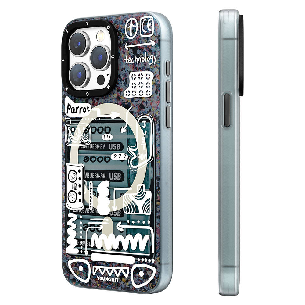 Apple iPhone 15 Pro Max Uyumlu Kılıf Magsafe Şarj Özellikli Youngkit Dark Matter Serisi Kapak - 1