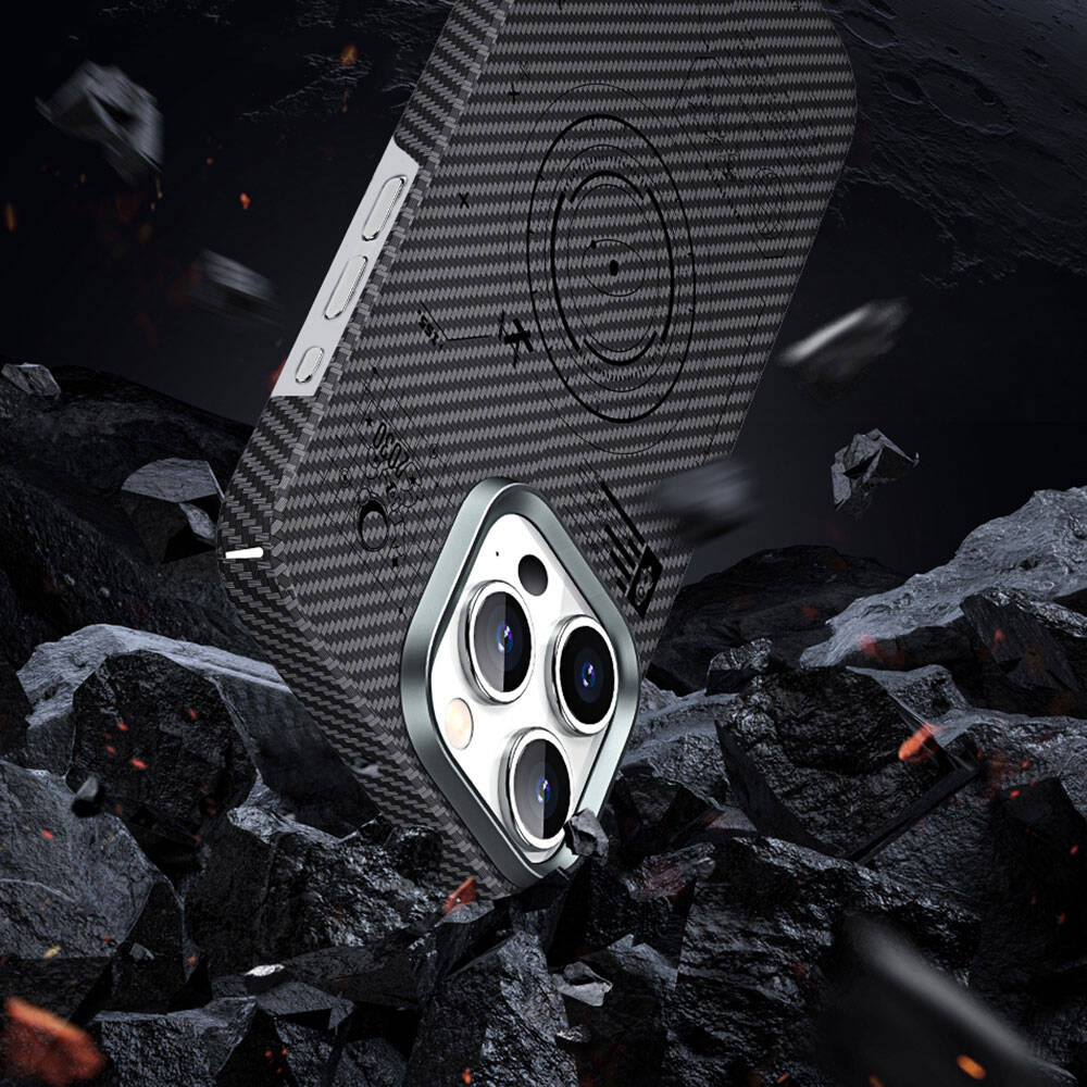 Apple iPhone 15 Plus Uyumlu Kılıf Wiwu KJZ-017 Karbon Fiber 600D Explore Kevlar Kapak - 6