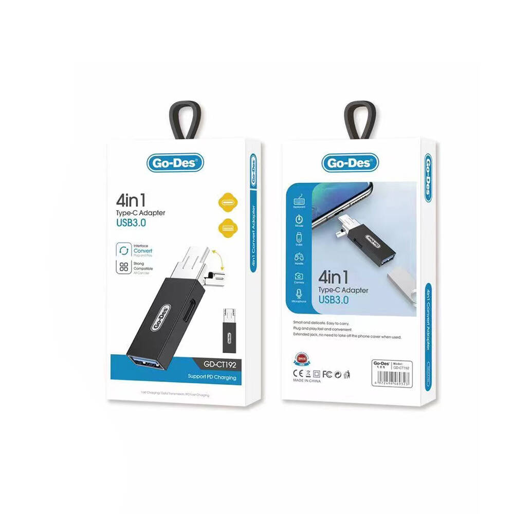 Go Des GD-CT192 USB-A to Type-C ve Type-C to USB-A 4in1 OTG Dönüştürücü Adaptör - 1