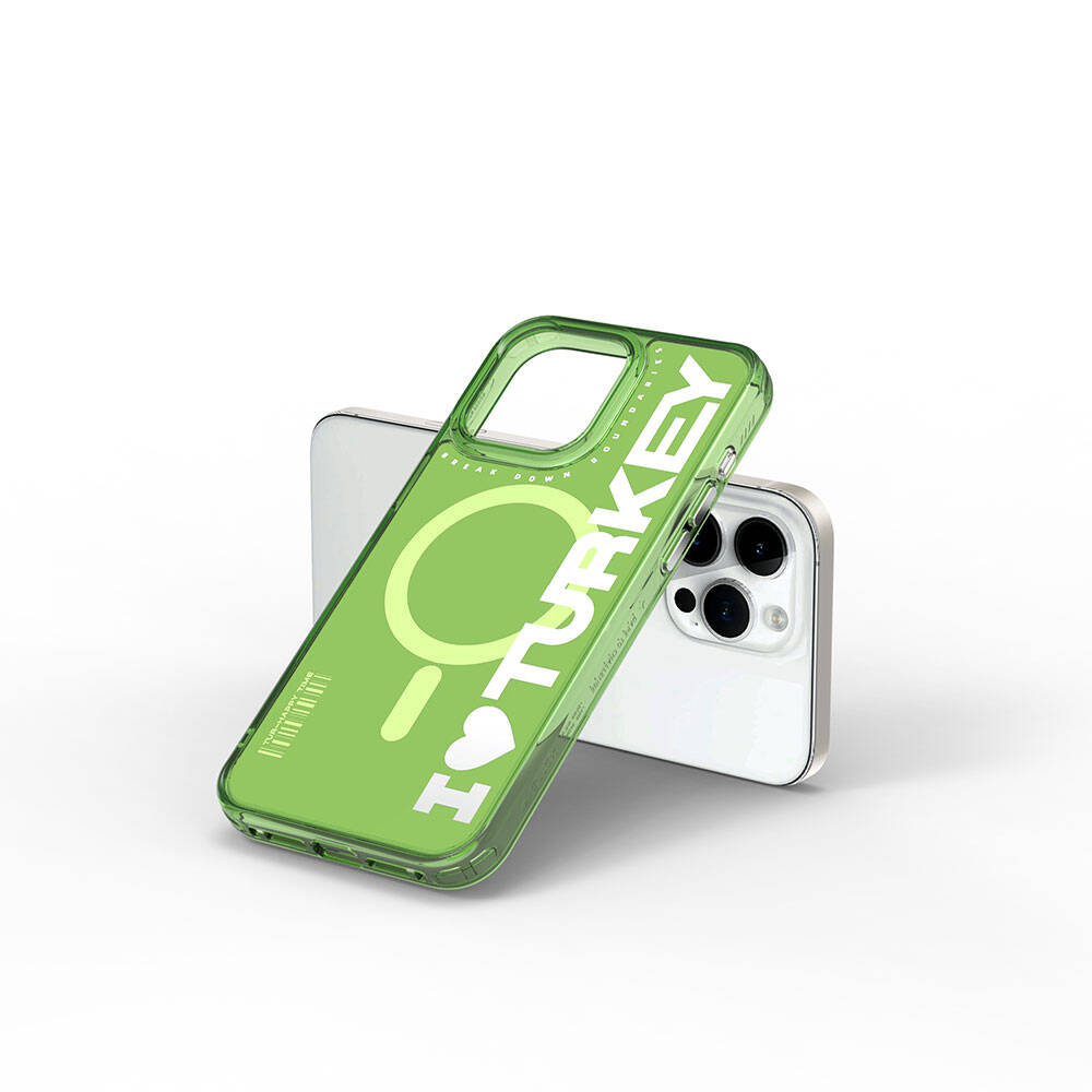 Apple iPhone 15 Pro Uyumlu Kılıf Magsafe Şarj Özellikli I Love Turkey Yazı Desenli Wiwu Turkey E Serisi Kapak - 12