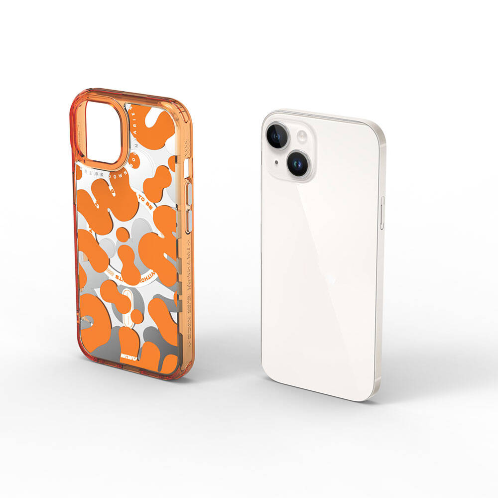 Apple iPhone 15 Uyumlu Kılıf Magsafe Şarj Özellikli Boya Desenli Wiwu Fluorescent G Serisi Kapak - 13