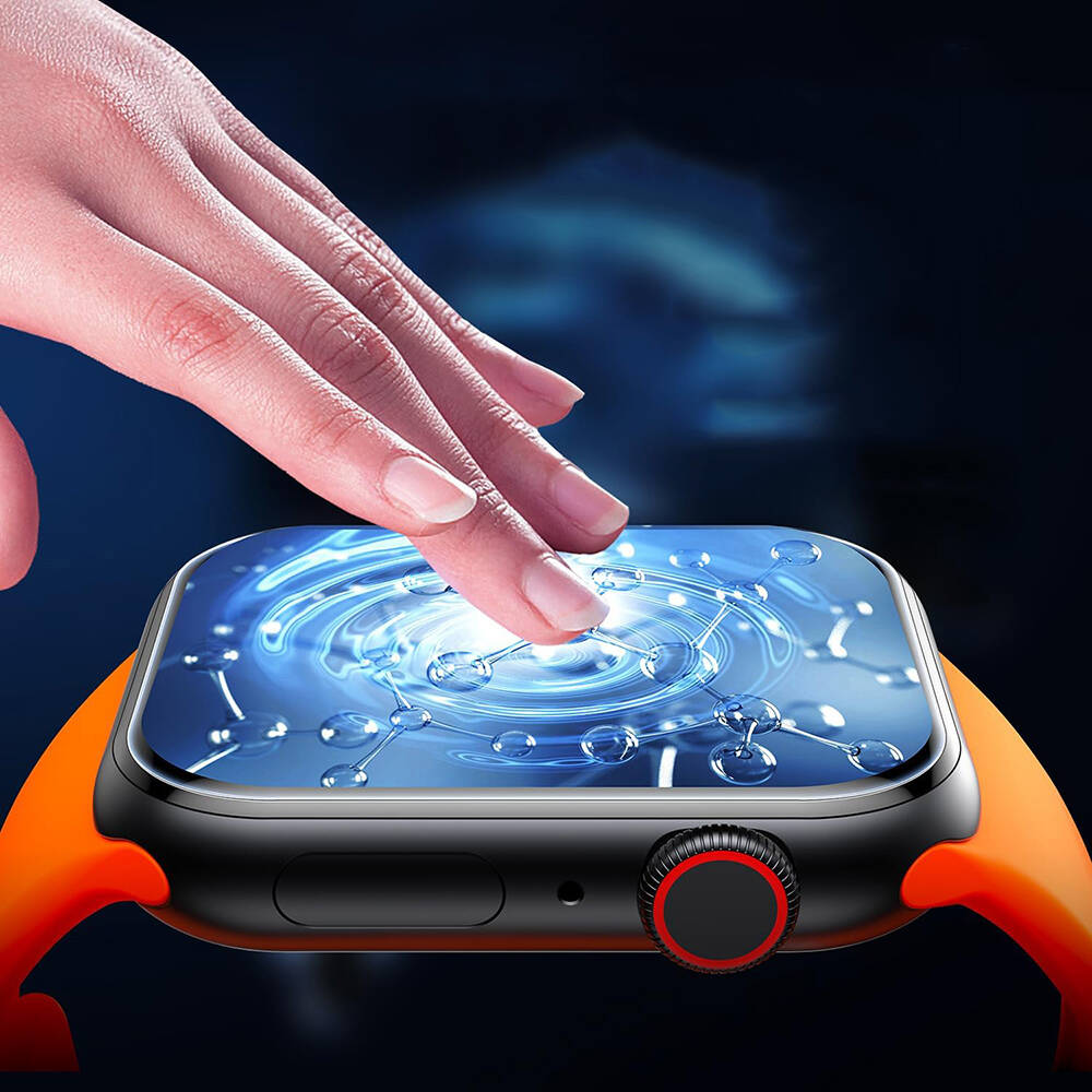 Apple Watch 7 41mm Uyumlu Wiwu Wi-JD105 Easy Install PMMA Pet Ekran Koruyucu + Kolay Uygulama Aparatı - 5