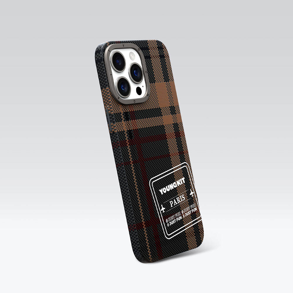 Apple iPhone 14 Pro Uyumlu Kılıf Ekose Desenli Youngkit Gezhi Serisi Kapak - 3