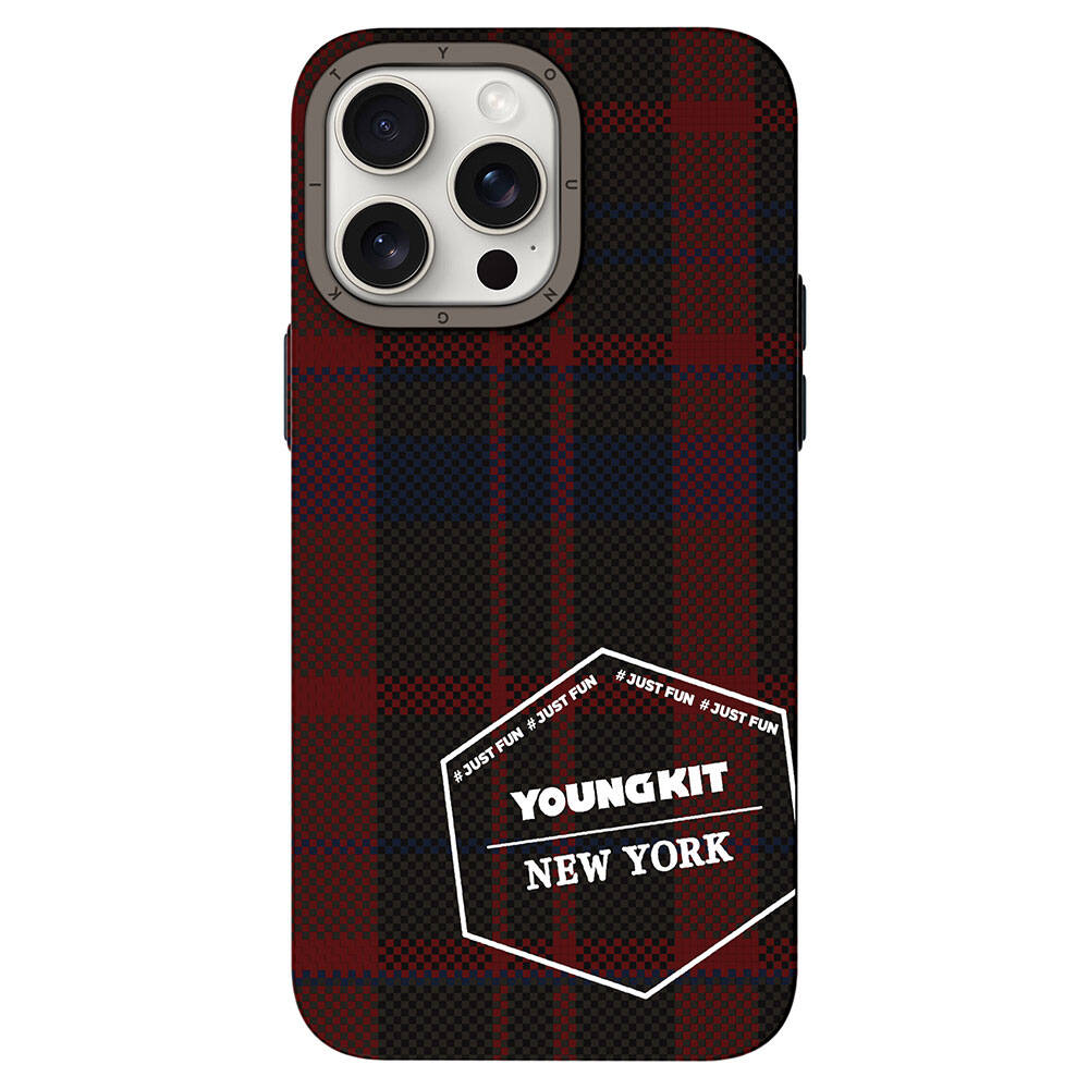 Apple iPhone 14 Pro Uyumlu Kılıf Ekose Desenli Youngkit Gezhi Serisi Kapak - 6