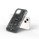 Apple iPhone 15 Uyumlu Kılıf Magsafe Şarj Özellikli Desenli Wiwu Mecha Circuit H Serisi Kapak - 4