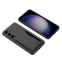 Samsung Galaxy S24 Uyumlu Suni Deri Arka Yüzey Sürgülü Kamera Korumalı Zore Kartlıklı Kıpta Silikon Kapak - 4