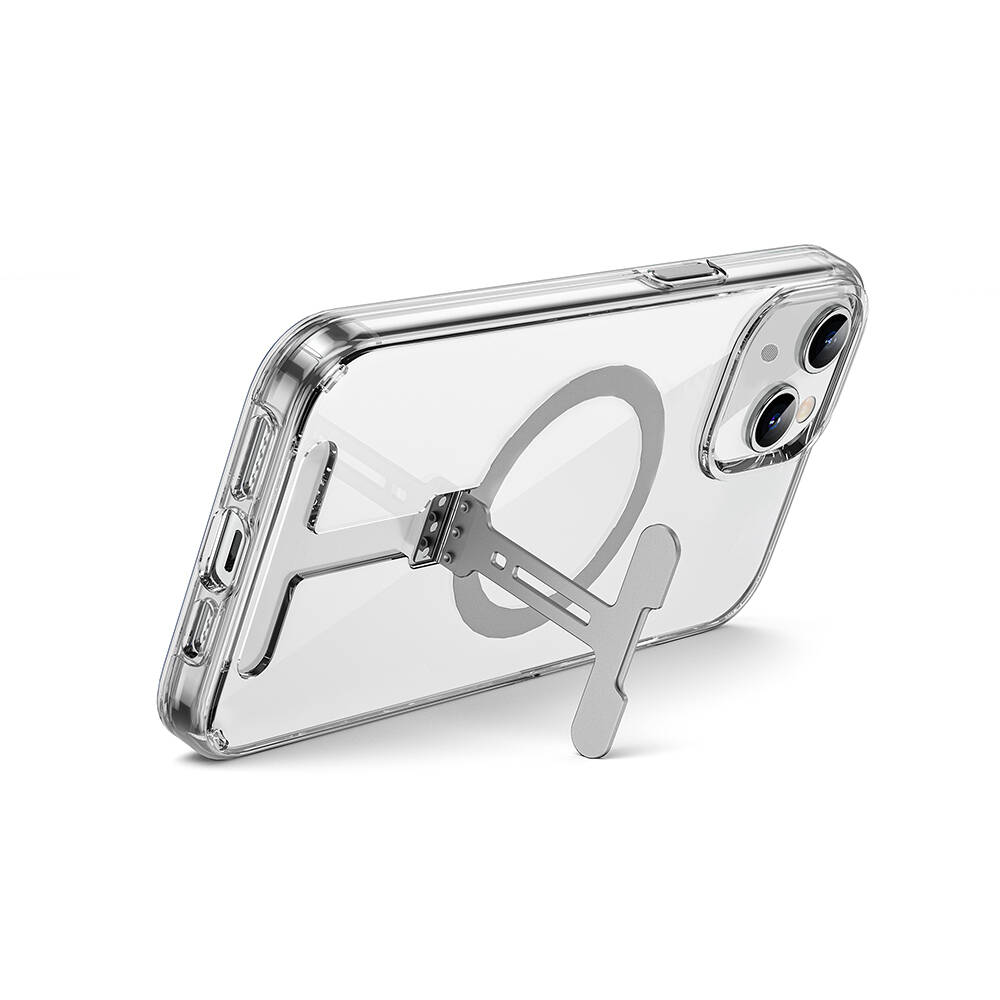 Apple iPhone 15 Plus Uyumlu Kılıf Wiwu FYY-014 Magsafe Şarj Özellikli Alüminyum Alaşım Metal Standlı Şeffaf Kapak - 2