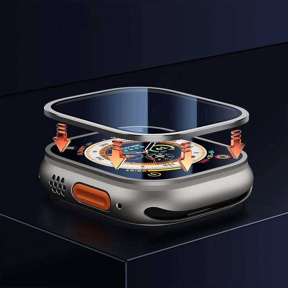 Apple Watch Ultra 49mm Uyumlu Wiwu Wi-JD106 Easy Install Akıllı Saat Temperli Cam Ekran Koruyucu - 7