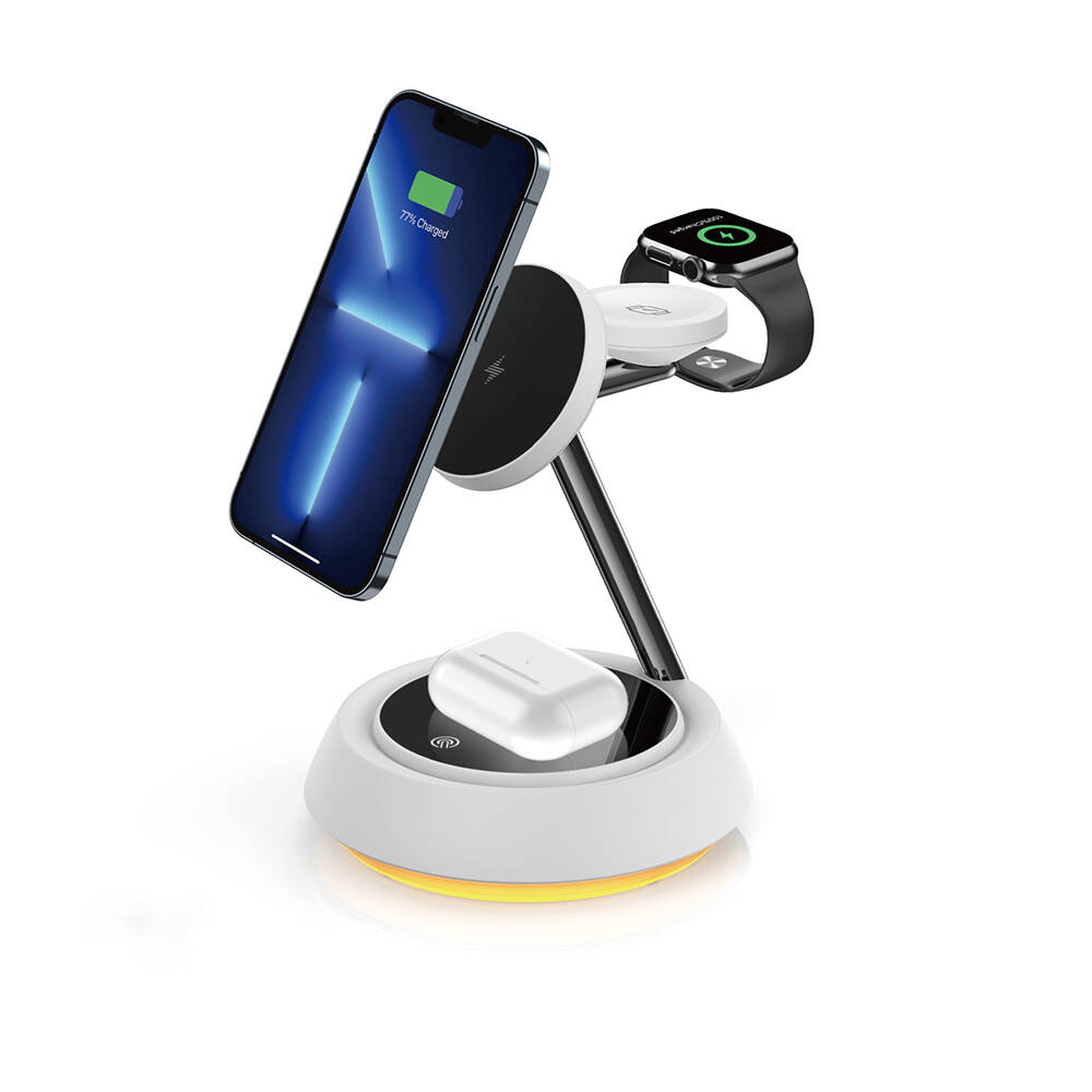 Wiwu Wi-W002 3in1 Hızlı Şarj Özellikli Magnetik Kablosuz Şarj Standı - 2