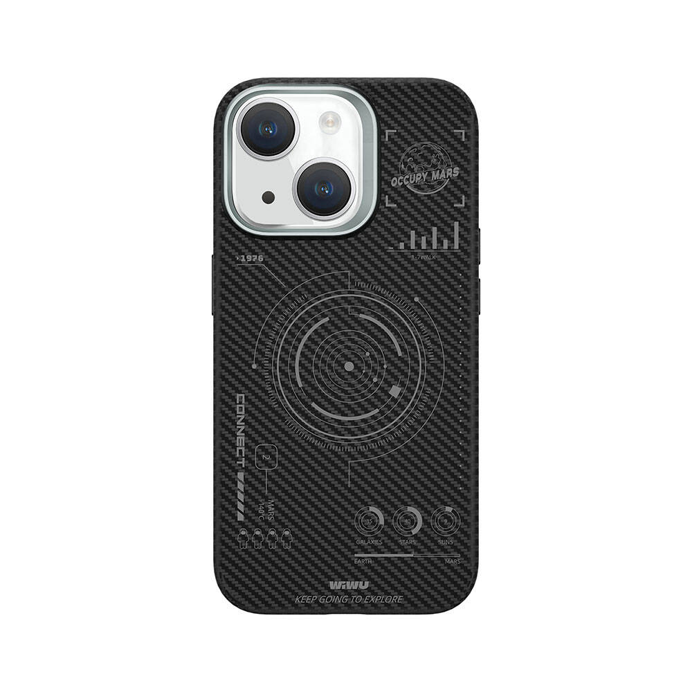 Apple iPhone 15 Plus Uyumlu Kılıf Wiwu HHX-016 Karbon Fiber 600D Mars Kevlar Kapak - 1