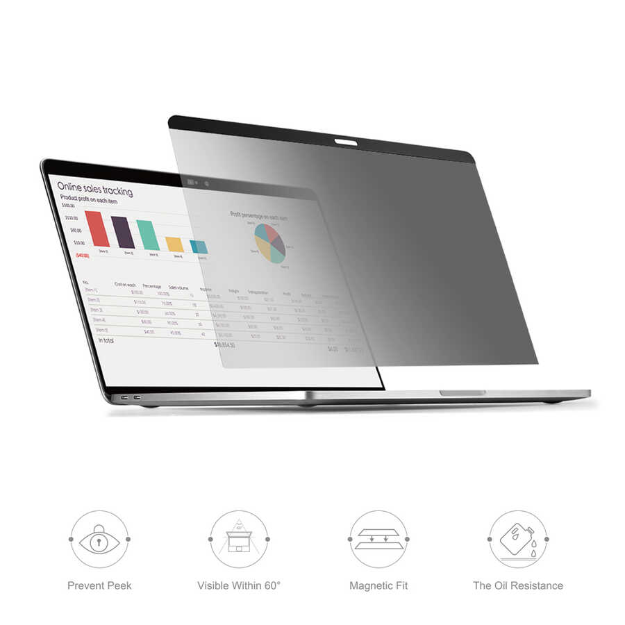 Apple Macbook 12' Retina Uyumlu Wiwu Privacy Ekran Koruyucu - 5