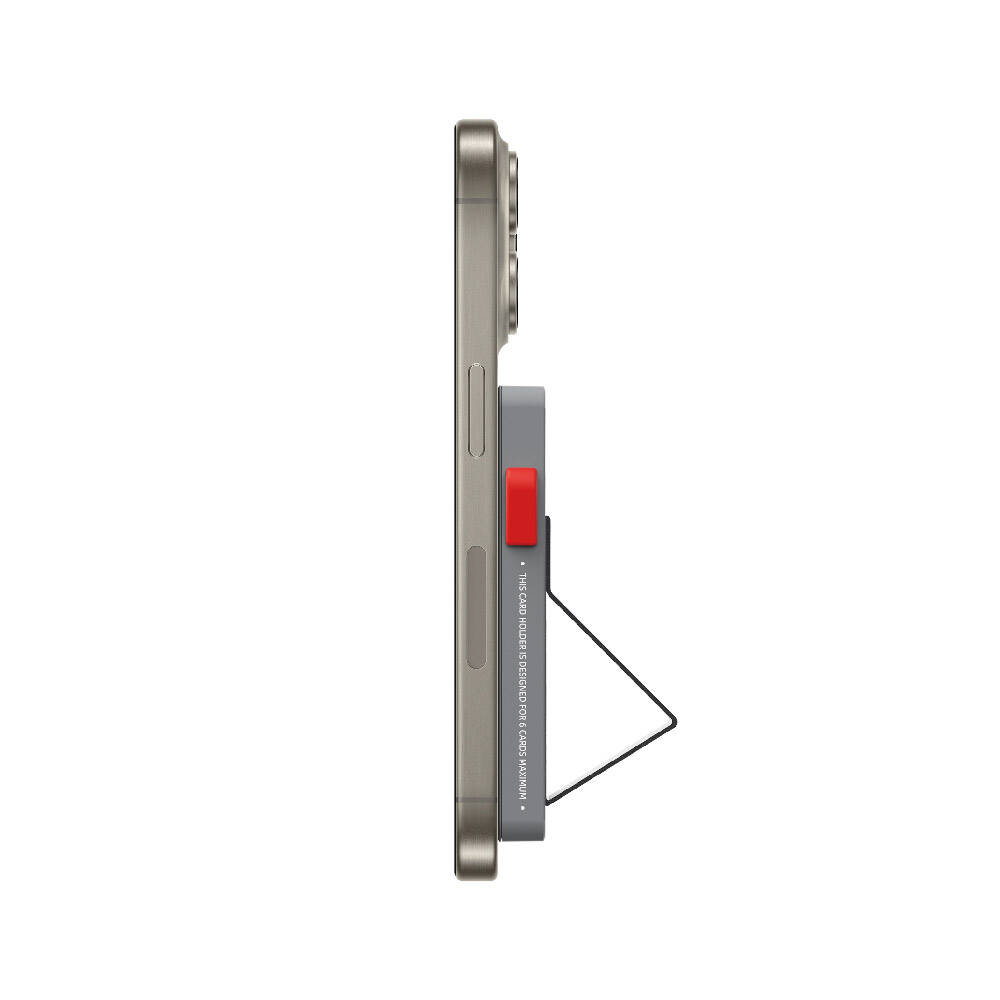 Wiwu MW-002 Pop-Up Buton Tasarımlı 6 Hazneli Magnetik Standlı Kartlık - 2